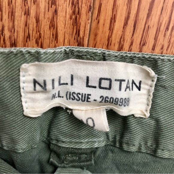 Nili Lotan East Hampton Pants Green Cameo Frayed Hem Women’s Size 10 - Picture 4 of 12